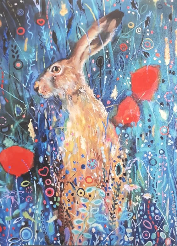 Poppy Hare Greetings Card by Sue Gardner