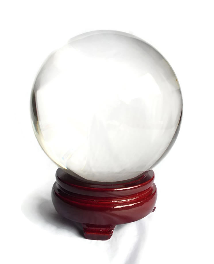 100mm Diameter Clear Crystal Ball with Wooden Stand