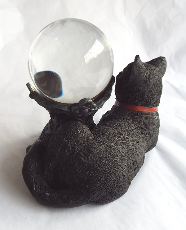 Black Cat Stand with 60mm Crystal Ball