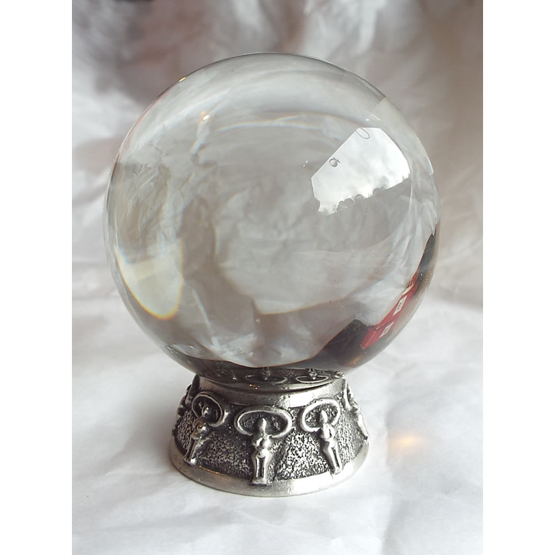Goddess Pewter Crystal Ball Stand with 60mm Ball