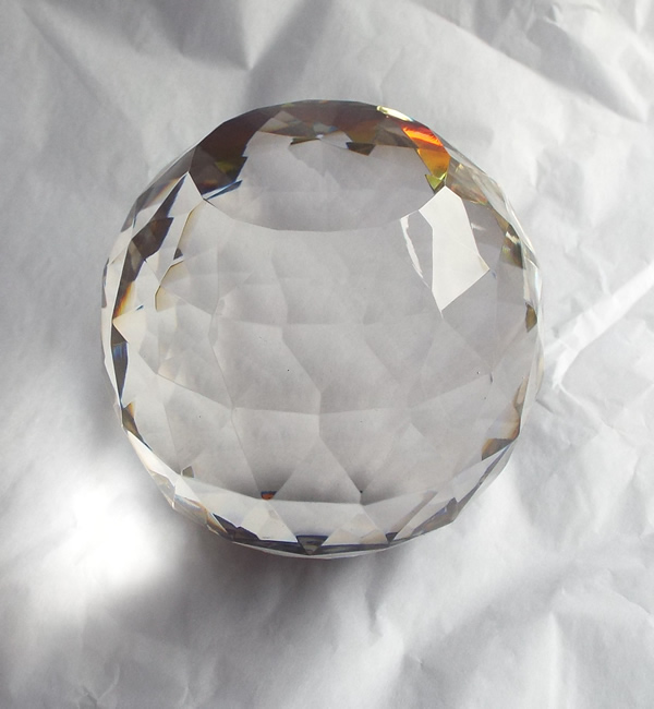 Crystal Maze Faceted Crystal Ball - 100mm Diameter with AB Base