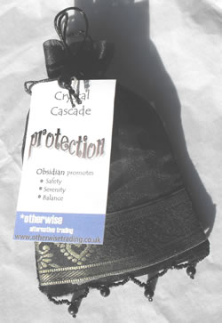 Protection Crystal Cascade Black Organza Bag
