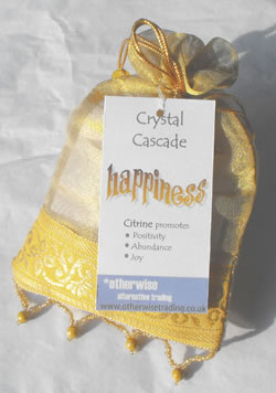 Happiness Crystal Cascade Gold Organza Bag