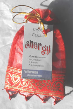 Energy Crystal Cascade Red Organza Bag