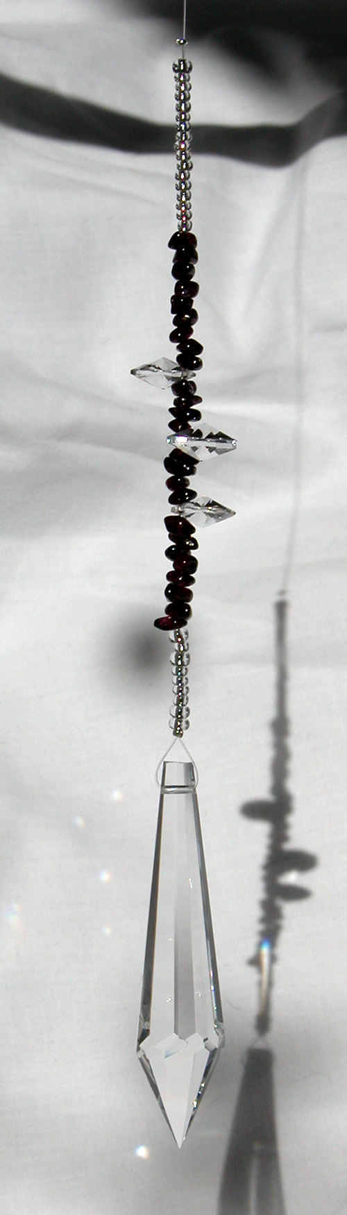 Energy Crystal Cascade with Garnet Gemstones