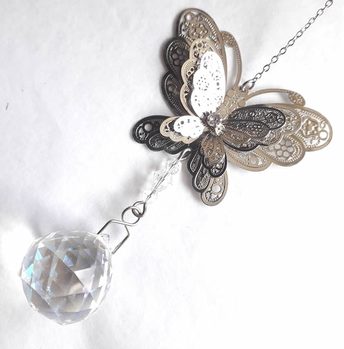 Butterfly Hanging Window Crystal Butterfly Clear Detail