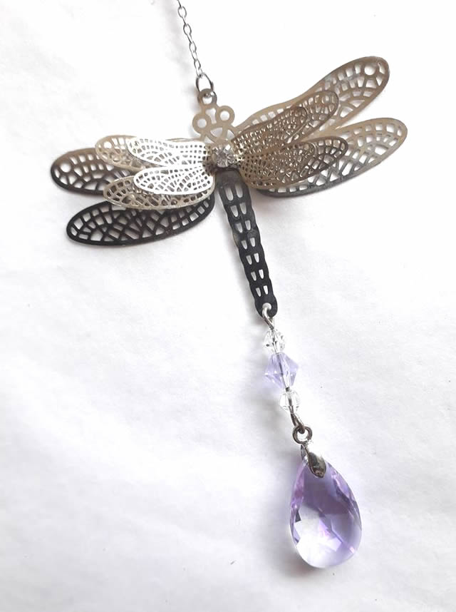 Dragonfly Hanging Window Crystal Dragonfly Purple