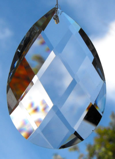 Cross Cut Teardrop Hanging Window Crystal