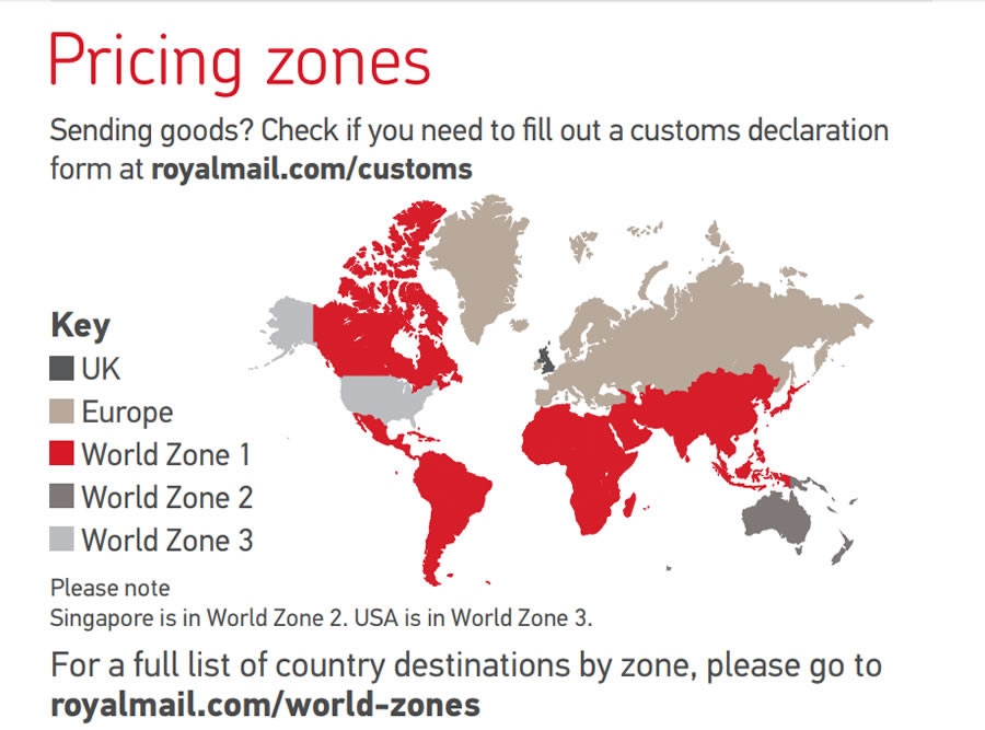 Otherwise Trading Postal Zones Map