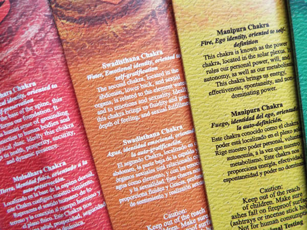 Seven Chakras Incense Sticks English Language Detail