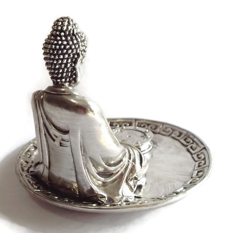 Silver Buddha Incense Holder