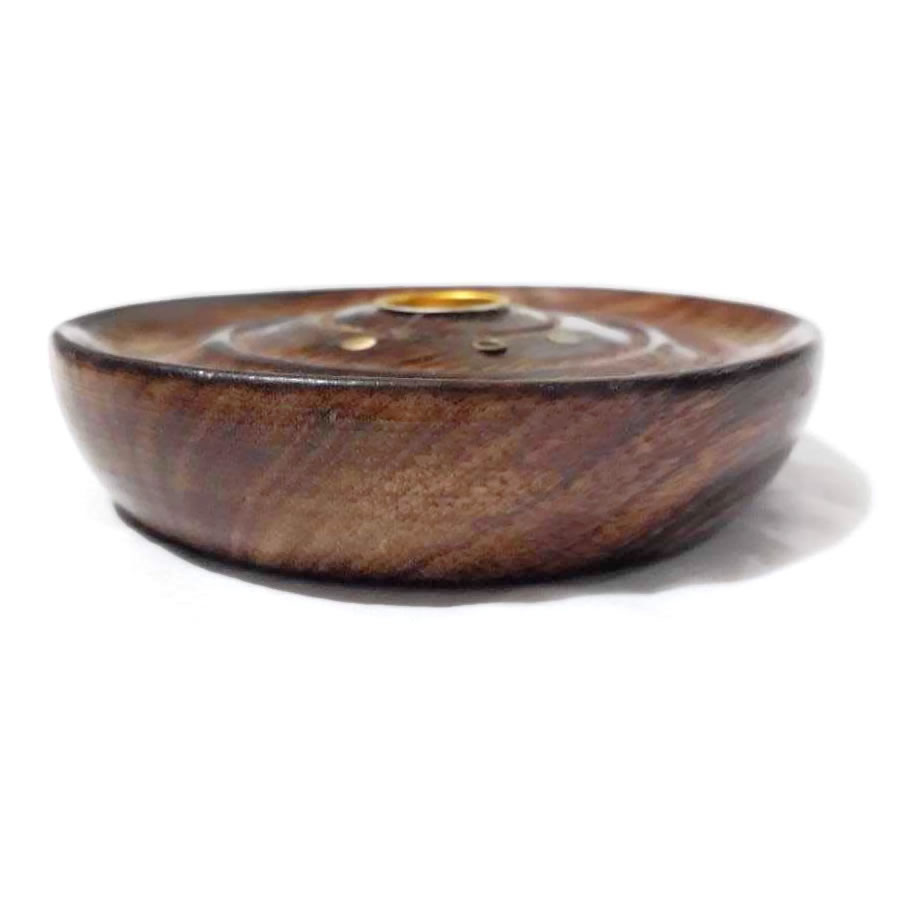 Round Wooden Incense Holder Top View
