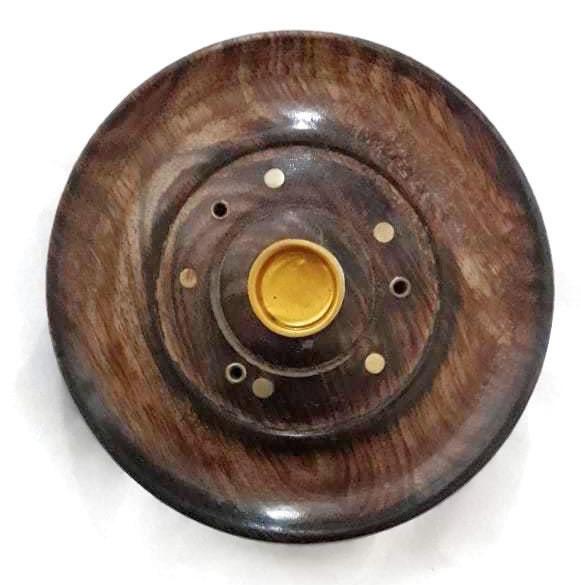 Round Wooden Incense Holder Top View