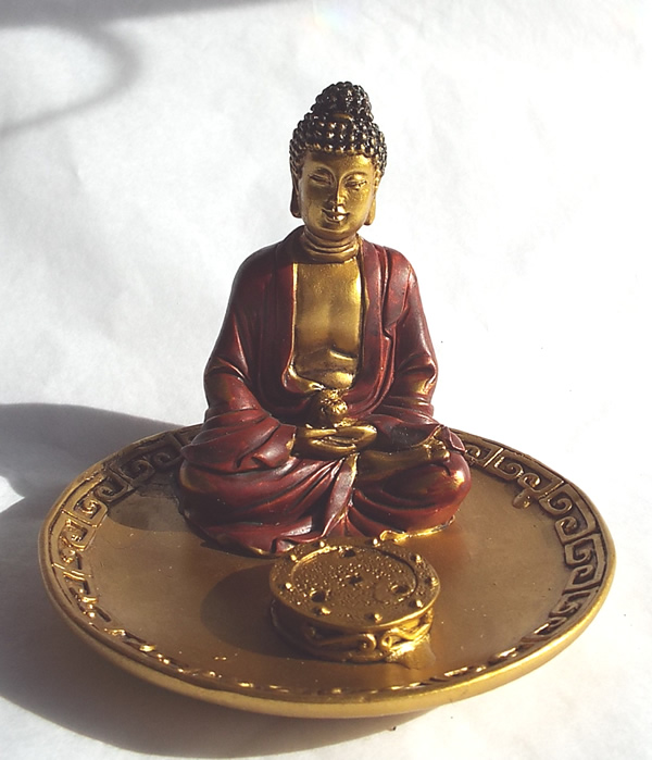 Gold Sitting Buddha Incense Holder