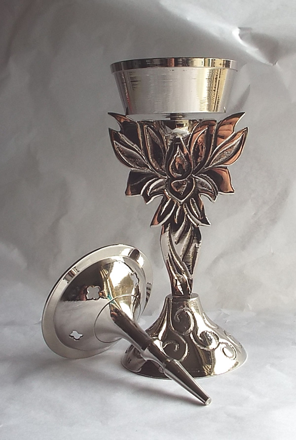 Silver Lotus Incense Holder