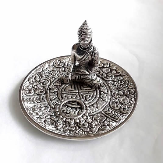 Silver Metal Buddha Incense Holder Top View