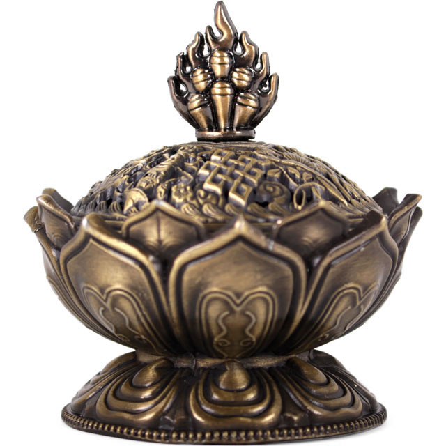 Bronze Metal Lotus Incense Holder