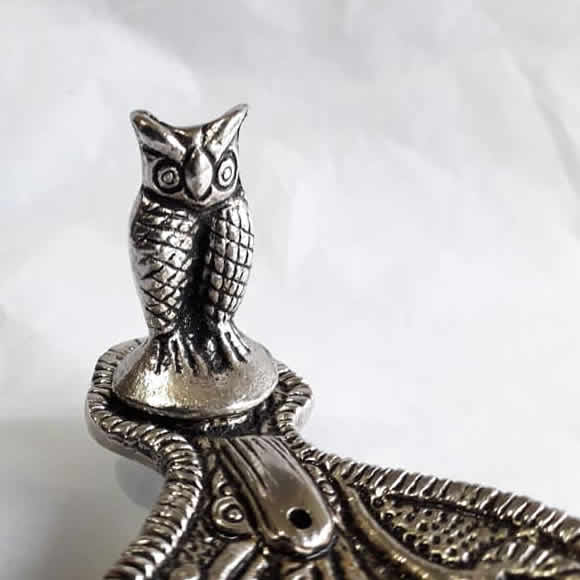 Silver Metal Owl Incense Holder