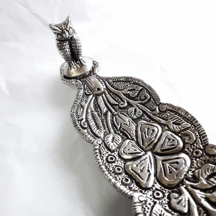 Silver Metal Owl Incense Holder