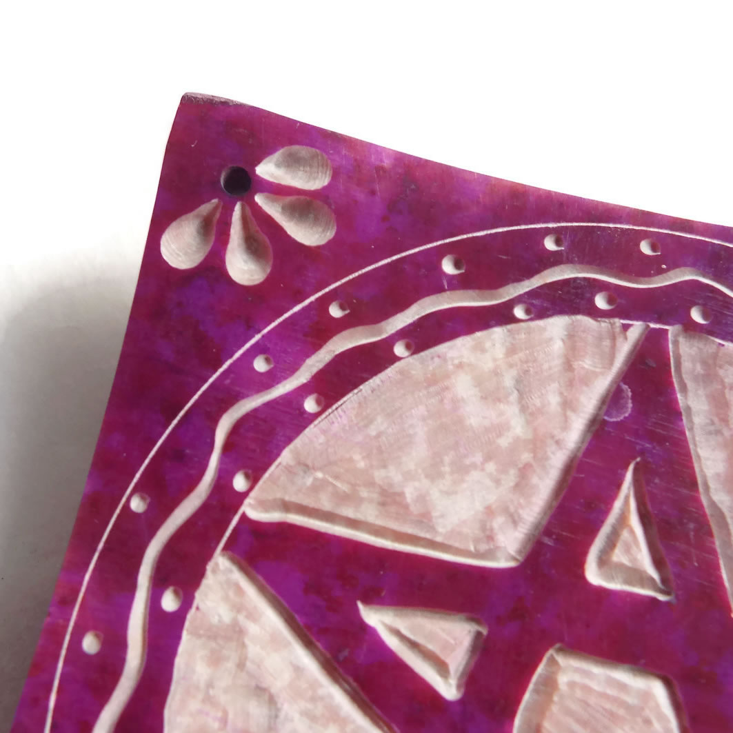 Purple Soapstone Pentacle Incense Holder Detail