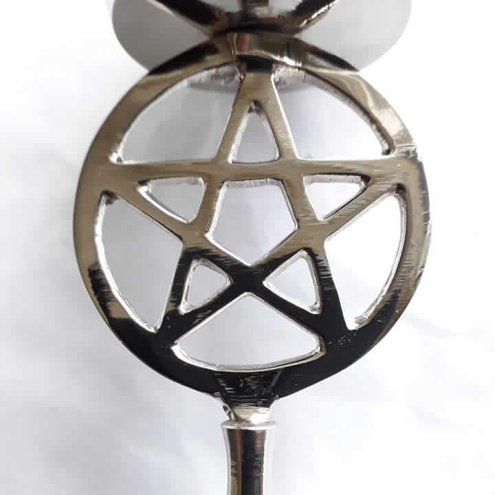 Silver Pentacle Incense or Candle Holder