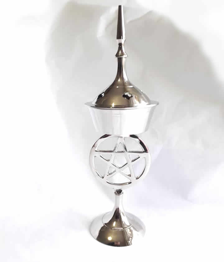 Silver Pentacle Incense or Candle Holder