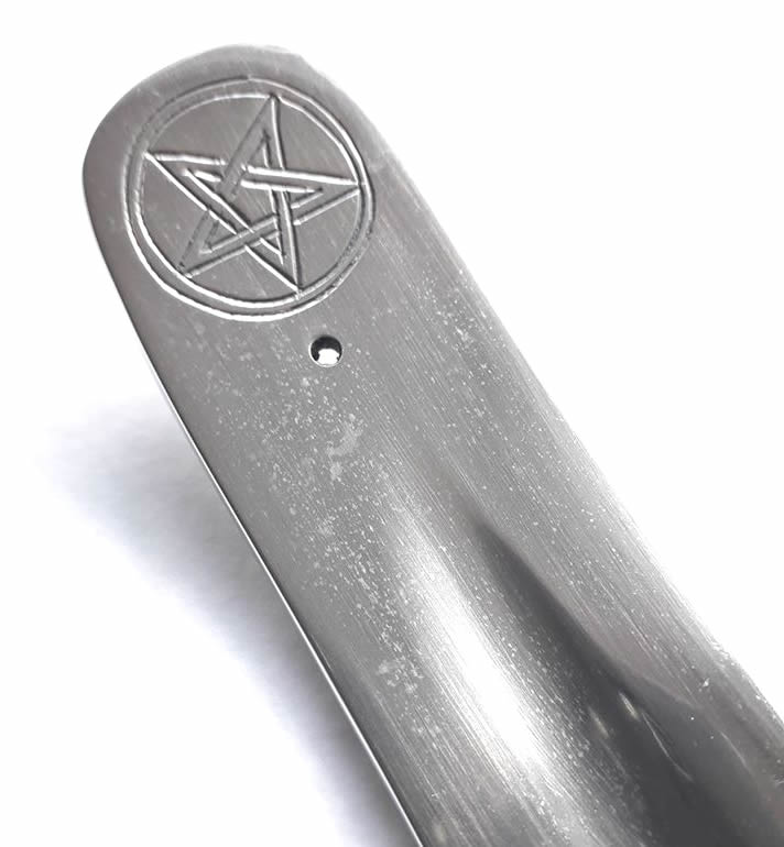 Silver Metal Pentacle Incense Holder Detail
