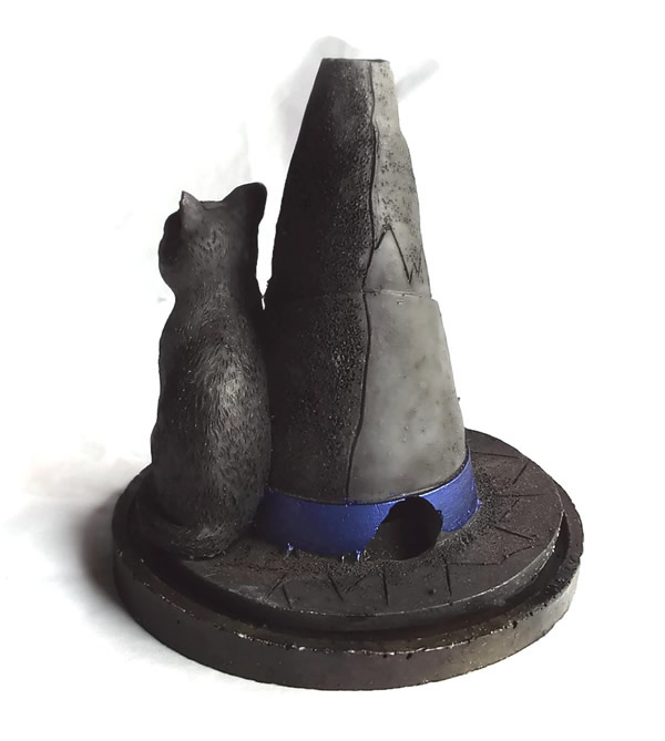 Witch Hat with Cat Incense Holder Back View