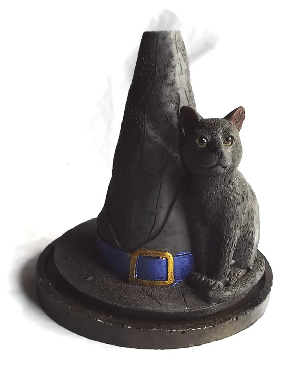 Witch Hat with Cat Incense Holder