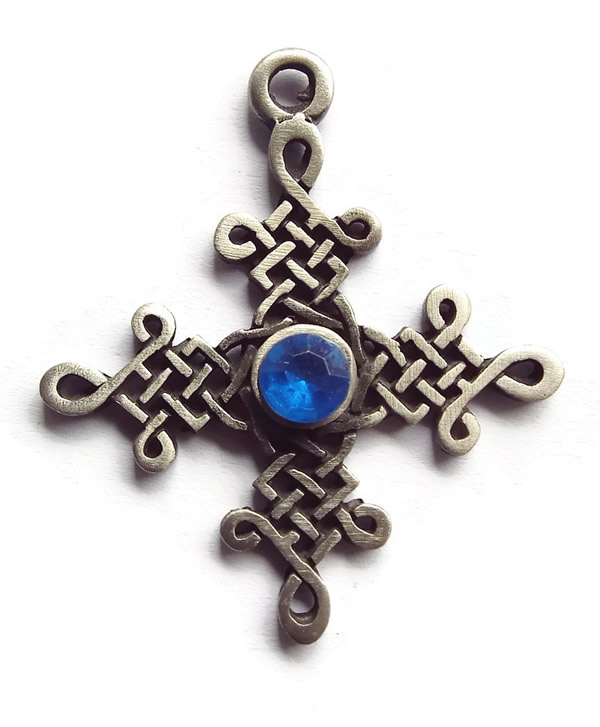 Jewelled Celtic Cross Pewter Pendant