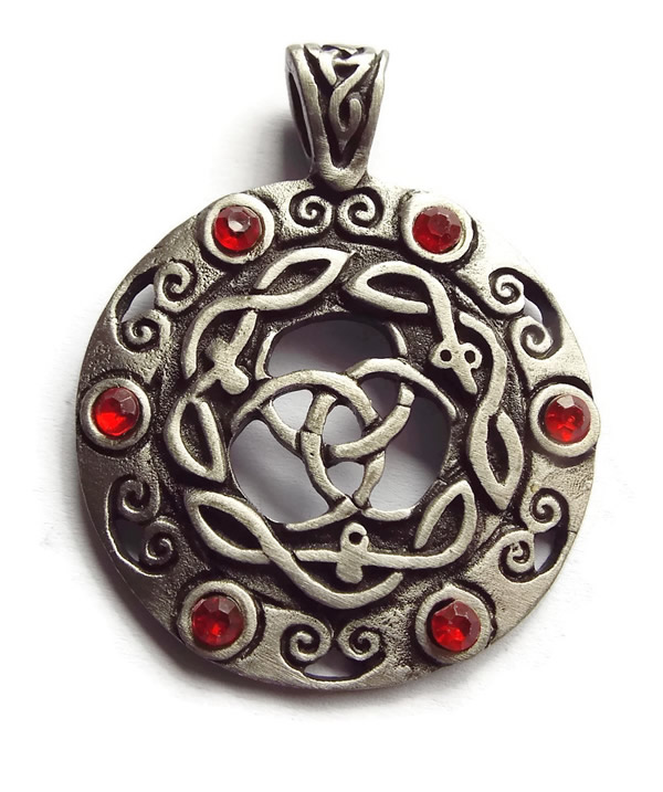 Jewelled Celtic Medallion Pewter Pendant