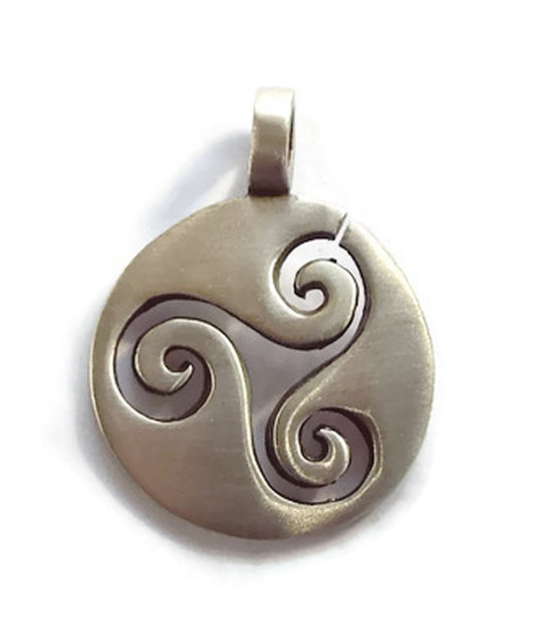 Simple Celtic Spirals Pewter Pendant