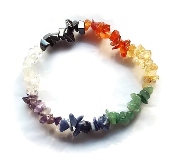 Chakra Chip Gemstone Bracelet with Colours in Blocks