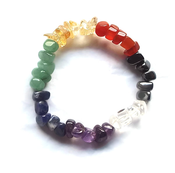 Chakra Chunky Gemstone Bracelet with Colours in Blocks