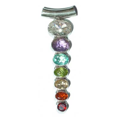 Sterling Silver Chakra Pendant with Faceted Stones