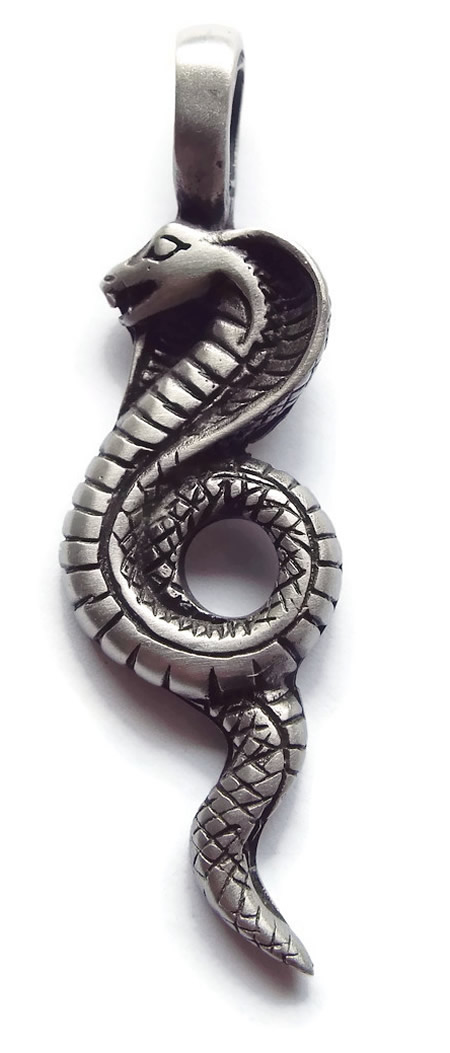 Egyptian Coiled Serpent Pewter Pendant