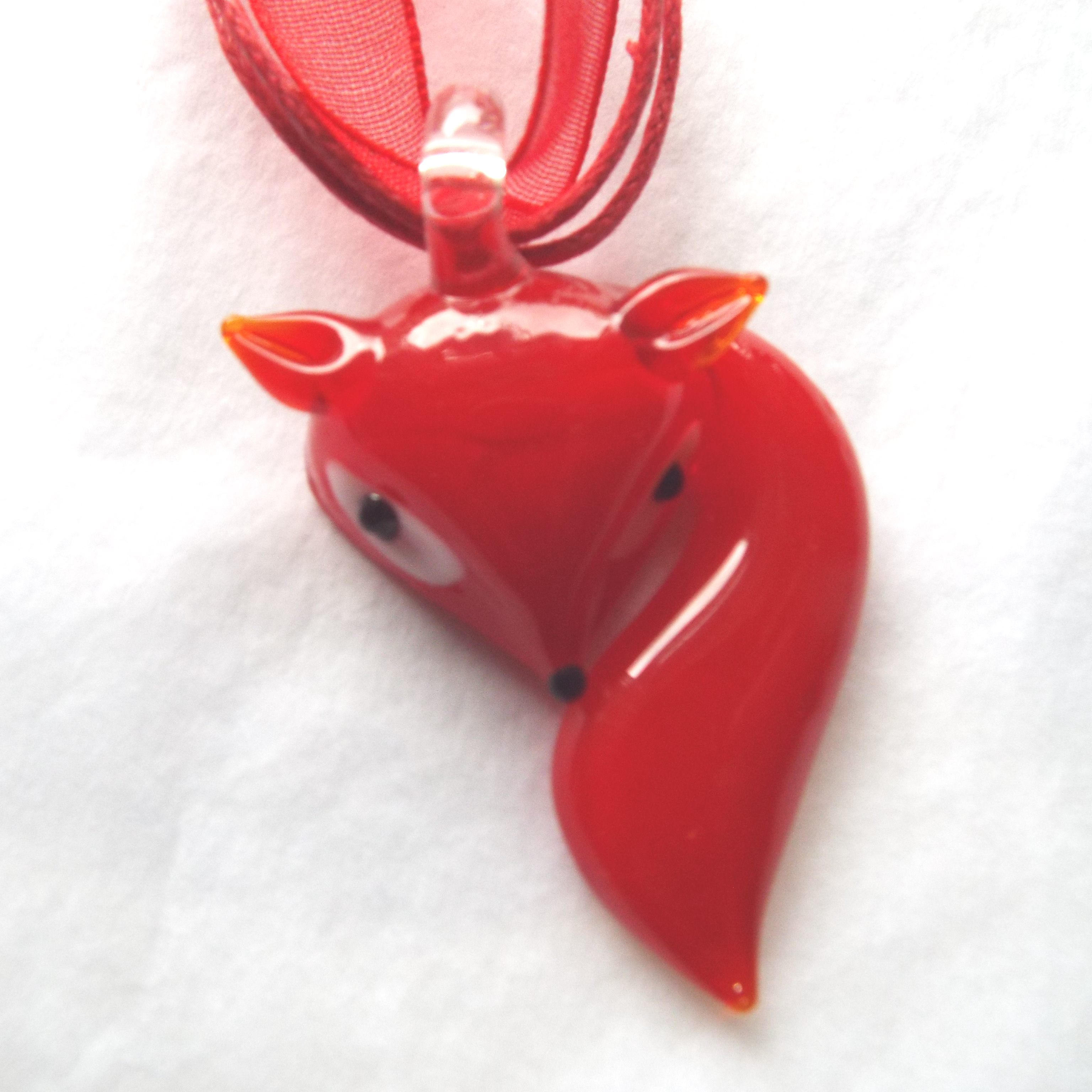 Red Glass Fox Necklace