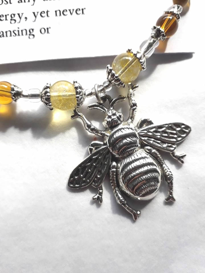 Necklace with Bee Pendant and Citrine Gemstones