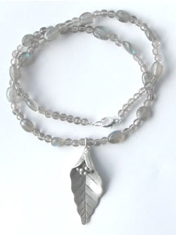 Labradorite Lily Gemstone and Silver Necklace