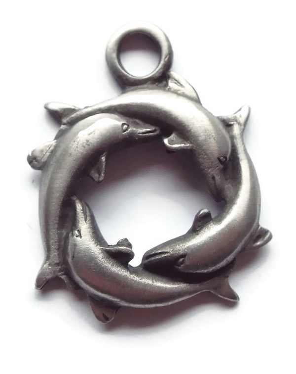 Four Dolphins Pewter Pendant