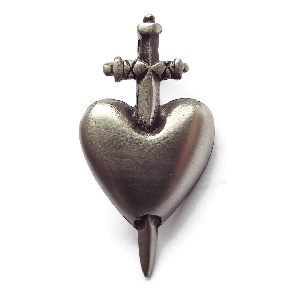 Heart and Sword Pewter Pendant