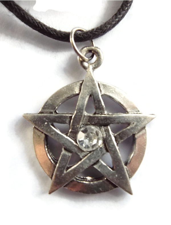 Cosmic Pewter Pentacle Pendant with Central Jewel