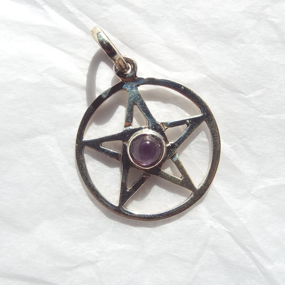 Sterling Silver Pentacle Pendant with Amethyst