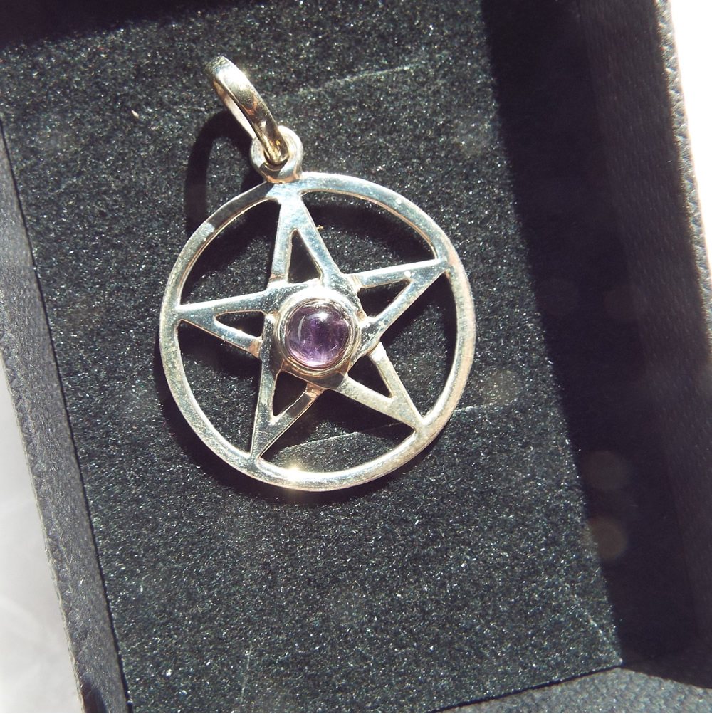 Sterling Silver Pentacle Pendant with Amethyst