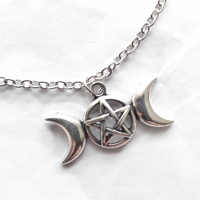 Triple Moon Pentacle Necklace