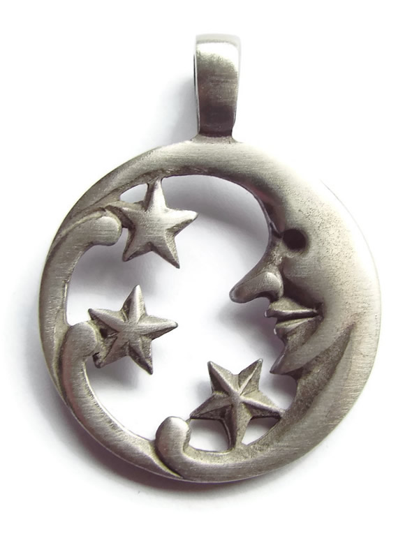 Moon Face Pewter Pendant