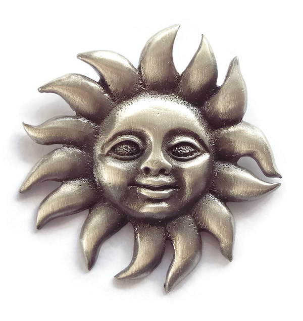 Sun Face Pewter Pendant Necklace
