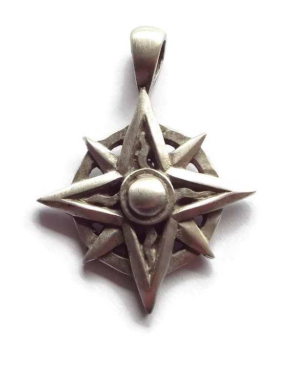 Tribal Star Pewter Pendant Necklace