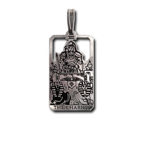 Chariot Sterling Silver Tarot Card Pendant - Small