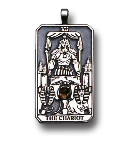The Chariot Sterling Silver Tarot Card Pendant - Large